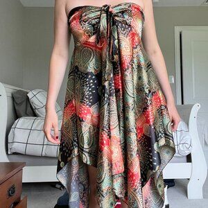 Patterned Silky Midi Dress